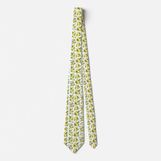 Cravate Motif citron, Fleurs de citron, Feuilles, Citrus (Devant)