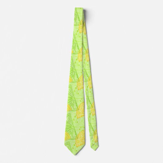 Cravate Motif citron vert citron clair (Devant)