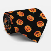 Cravate Motif Citrouille d'Halloween Orange Black Festive (Roulé)