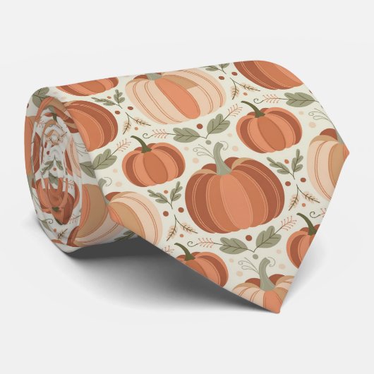 Cravate Motif Citrouille Style Boho (Roulé)