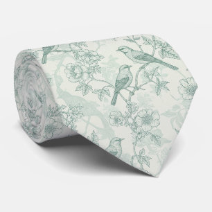 Cravate Motif Classique de Jardin d'Oiseaux Toile Crème Me