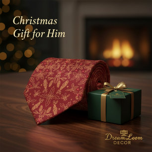 Cravate Motif Classique de Noël Houx Gui