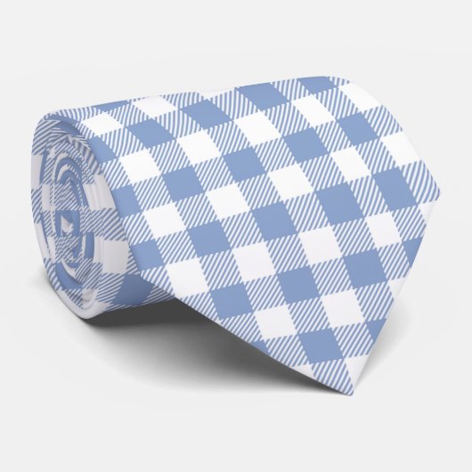 Cravate Motif classique En vichy bleu coché (Roulé)