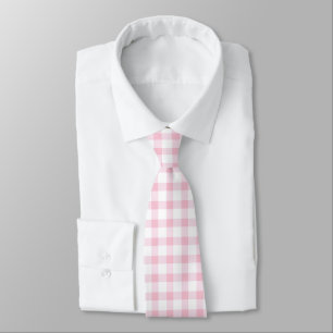 Cravate Motif classique Pastel rose En vichy chèque