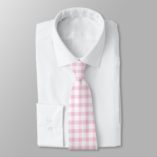 Cravate Motif classique Pastel rose En vichy chèque (Attaché)