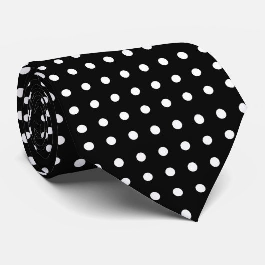 Cravate Motif Classique Polka-Point Noir Et Blanc (Roulé)