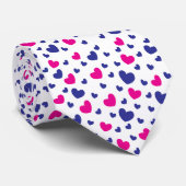 Cravate Motif coeurs Saint-Valentin bleu rose  (Roulé)