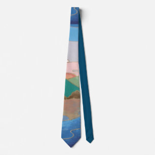 Cravate motif coloré d'art abstrait de paysage