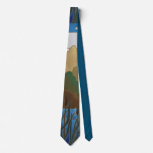Cravate motif coloré d'art abstrait de paysage