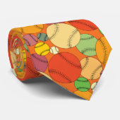 Cravate Motif coloré de Baseballs (Roulé)