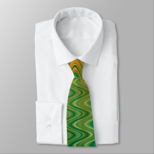 Cravate Motif coloré vert orange Zigzag