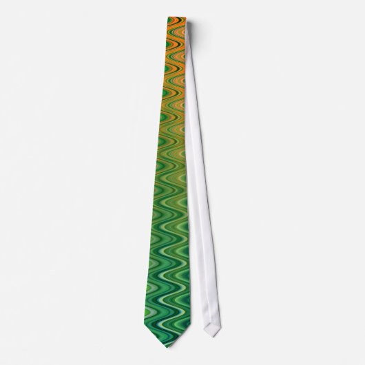 Cravate Motif coloré vert orange Zigzag (Devant)
