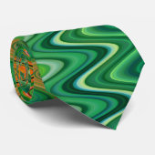 Cravate Motif coloré vert orange Zigzag (Roulé)
