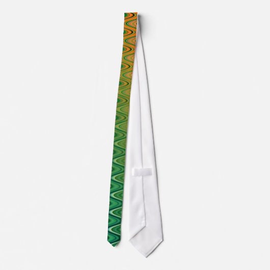 Cravate Motif coloré vert orange Zigzag (Dos)