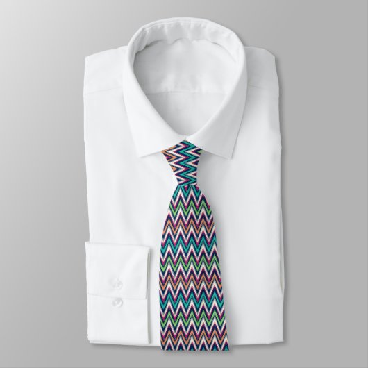 Cravate Motif coloré Zigzag Chevron (Attaché)