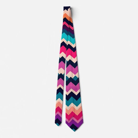 Cravate Motif coloré Zigzag Chevron (Dos)