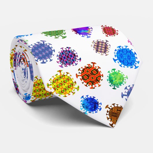 Cravate Motif Colorful Virus Variations (Roulé)