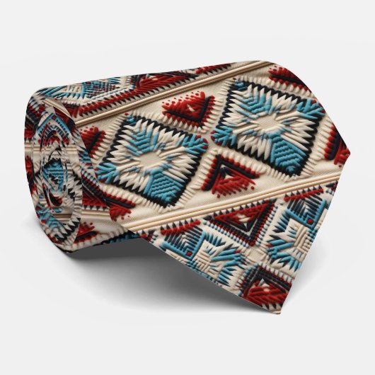 Cravate motif cool broderie occidentale carrelée (Roulé)