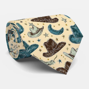 Cravate motif cool carrelé cowboy