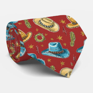 Cravate motif cool carrelé cowboy