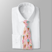 Cravate motif cool carrelé crème glacée (Attaché)