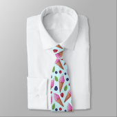 Cravate motif cool carrelé crème glacée (Attaché)