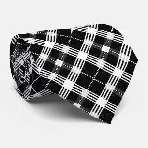 Cravate motif cool carrelé noir plaid