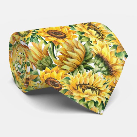 Cravate motif cool carrelé tournesol (Roulé)