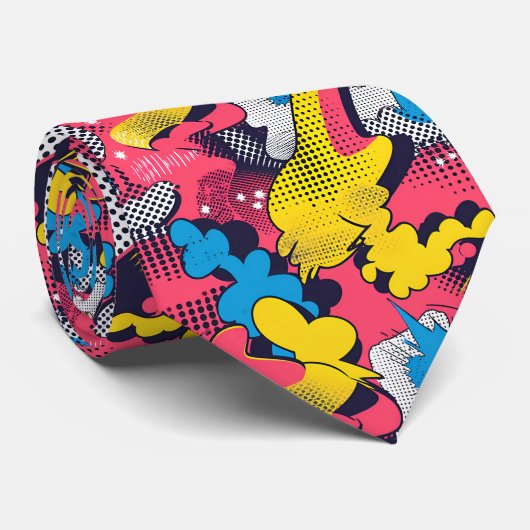 Cravate motif cool de bande dessinée pop (Roulé)