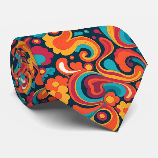 Cravate motif cool rétro carrelé (Roulé)