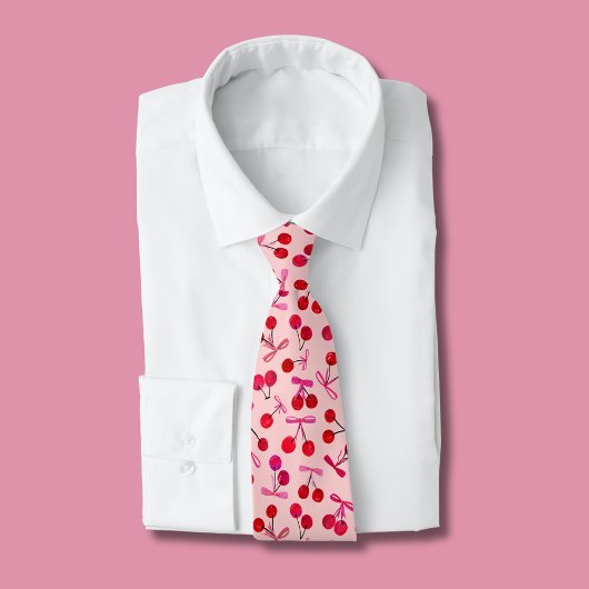 Cravate Motif Coquette Cherry & Pink Bow