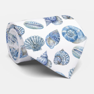 Cravate Motif Coquillage Soie Façon Océan Plage