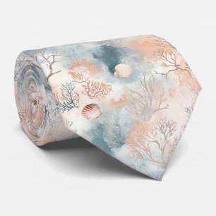 Cravate Motif corail côtier à l'aquarelle Boho Luxe (4)
