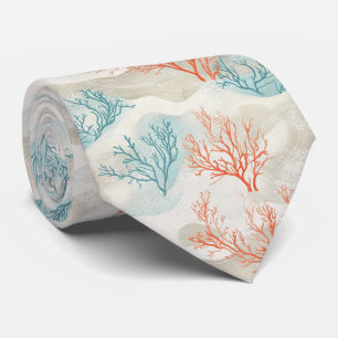 Cravate Motif corail côtier à l'aquarelle Boho Luxe (6)