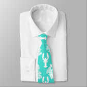 Cravate Motif côtier de homard de turquoise (Attaché)