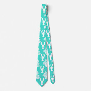 Cravate Motif côtier de homard de turquoise