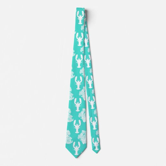 Cravate Motif côtier de homard de turquoise (Devant)