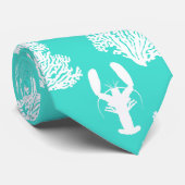 Cravate Motif côtier de homard de turquoise (Roulé)