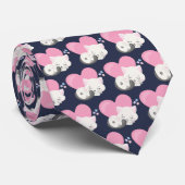 Cravate Motif couchant chaton blanc mignon (Roulé)