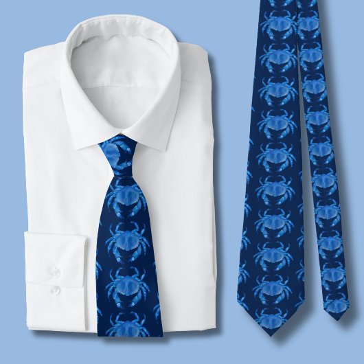 Cravate Motif Crabe Bleu