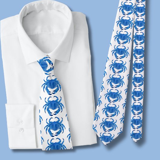 Cravate Motif Crabe Bleu