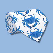 Cravate Motif Crabe Bleu