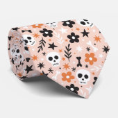 Cravate Motif crâne de fleurs (Roulé)