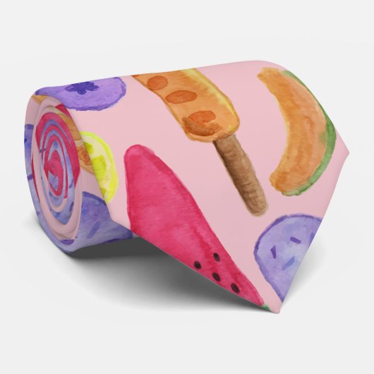 Cravate Motif crème glacée | motif Lollies | lollipop 5 (Roulé)