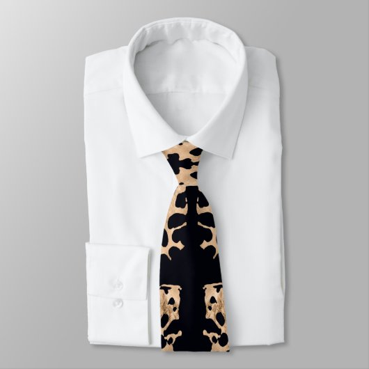 Cravate Motif crocodile moderne en or rose et noir (Attaché)