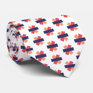Cravate Motif croisé de corail rouge abstrait et marine