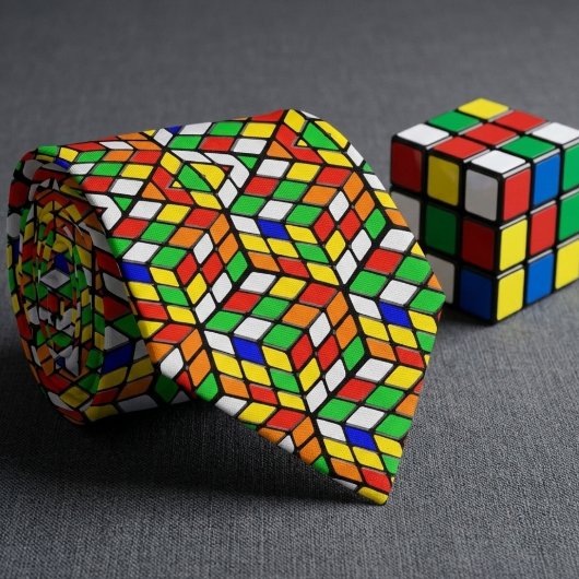 Cravate Motif Cubes Colorés