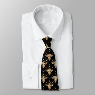 Cravate Motif d'abeille noire froide