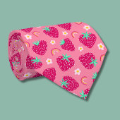Cravate Motif Daisy Arc-en-ciel Fraise