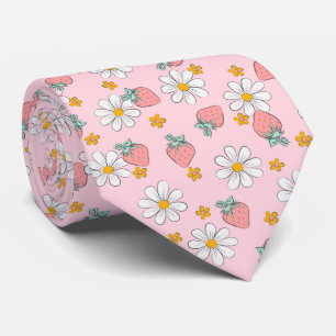 Cravate Motif Daisy Fraise d'Été 